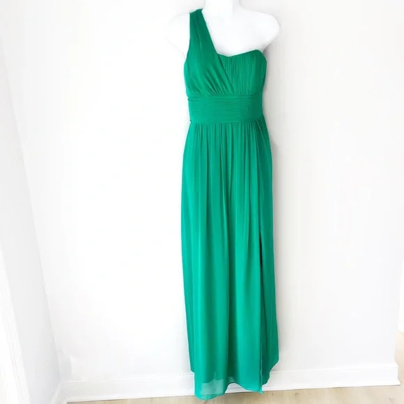 Laundry By Shelli Segal | Dresses | Laundry By Shelli Segal One Shoulder  Long Floor Length Chiffon Dress Gown Green | Poshmark